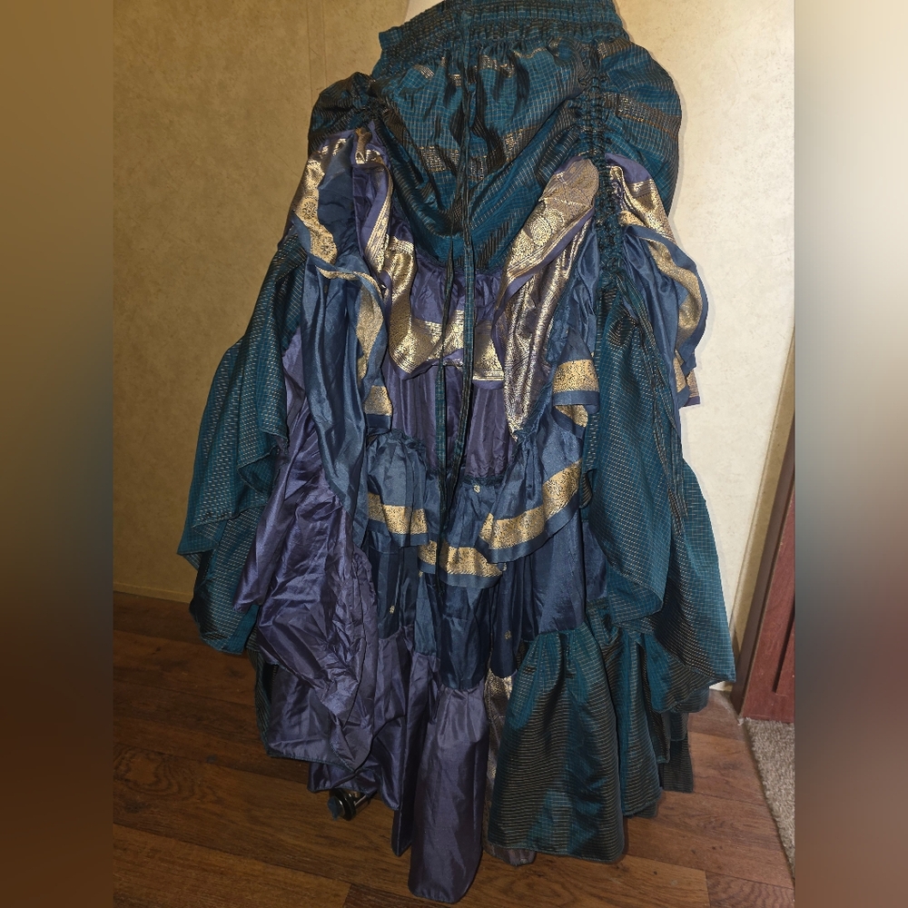 Elegant Blue and Gold Dress